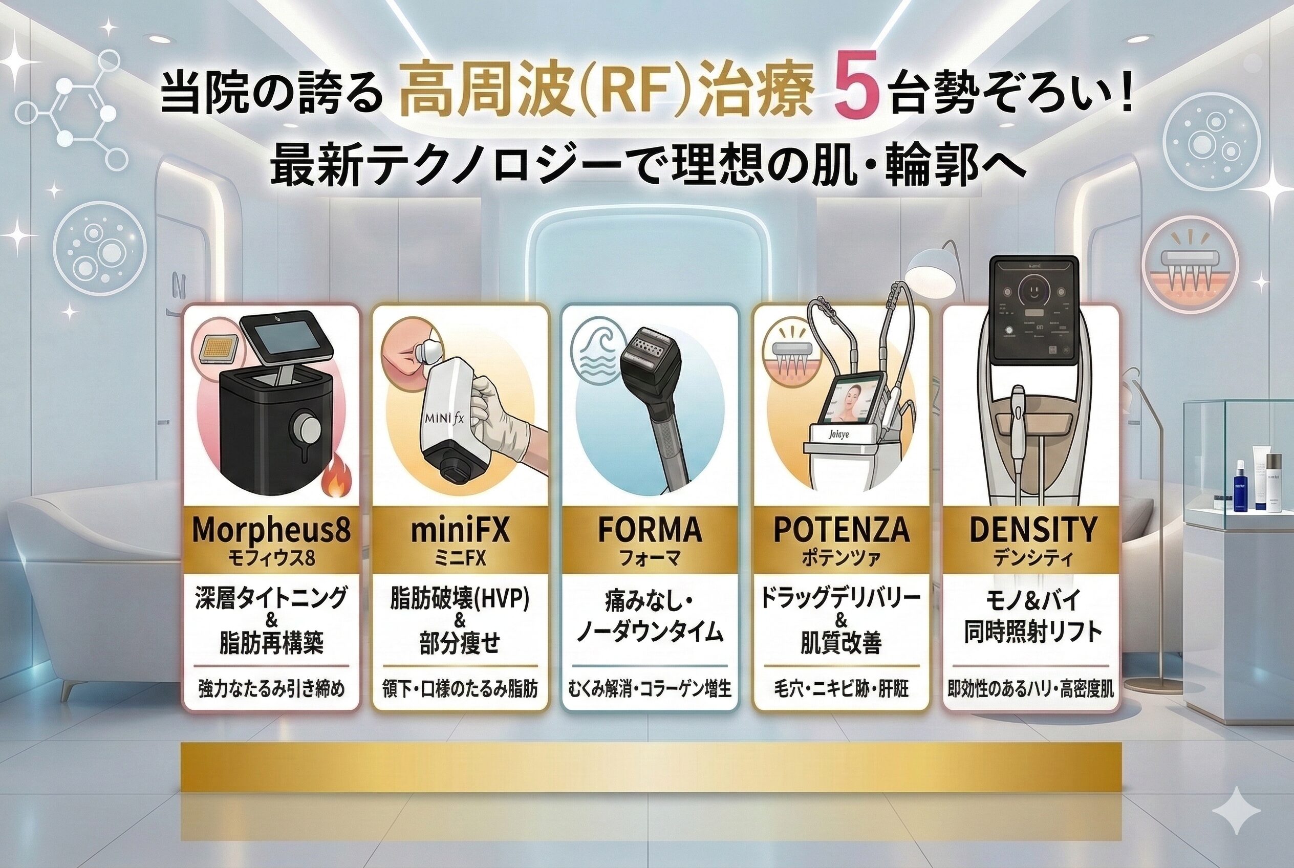 妥協なき選択肢。5つの高周波（RF）が叶える、Belle Via式タイトニング