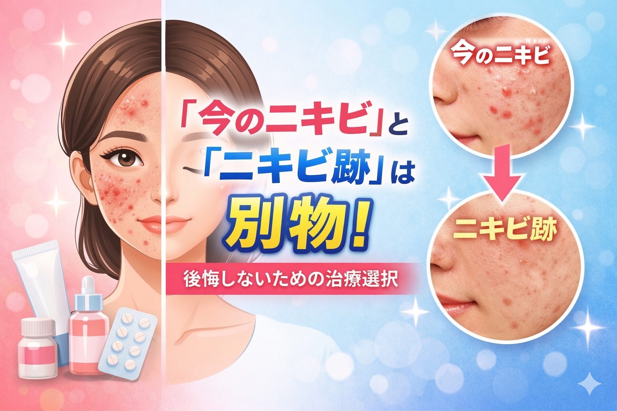 「今のニキビ」と「ニキビ跡」は別物！後悔しないための治療選択